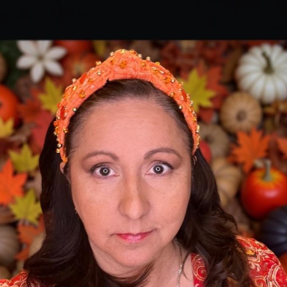 Pumpkin Headbands Embellished With Enameled Pumpkin & Crystals NEW - Picture 3 of 14